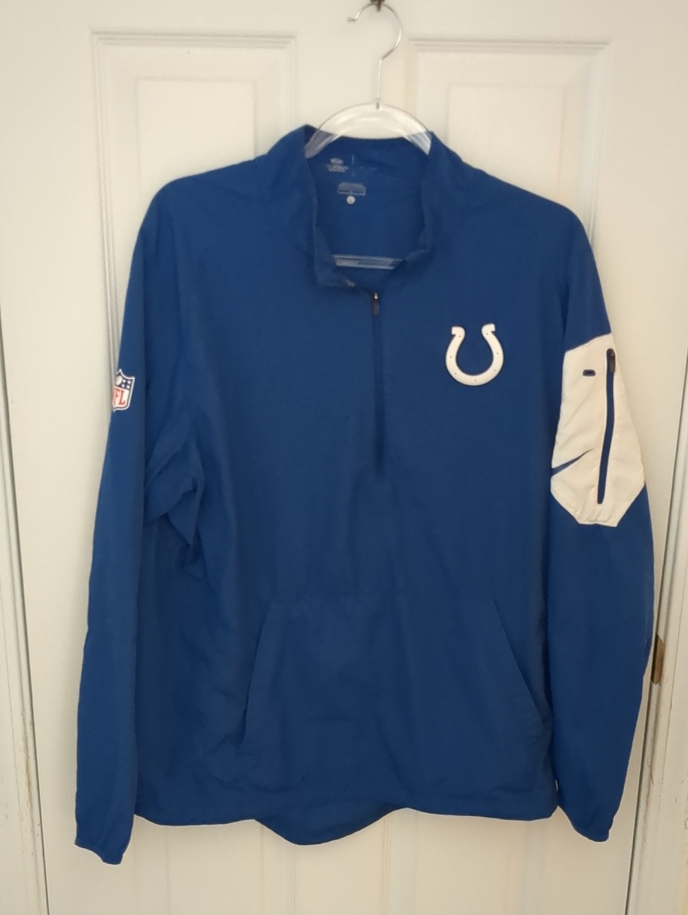 NFL Nike Royal Blue Zip-Up Pullover with White Colts Logo